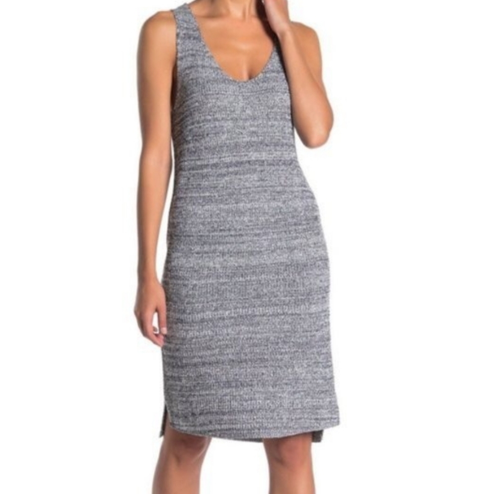 Susina navy and gray marled sweater dress